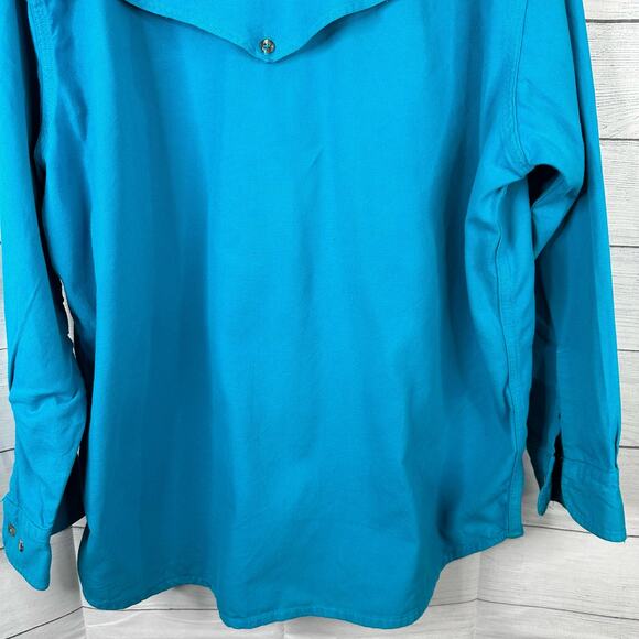 Carhartt Mens size 2XL VTG Rugged Outdoor Wear Long Sleeve Button Shirt Blue - Picture 6 of 7